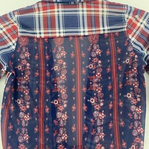 Self Esteem Plaid Cardigan Open Front 3/4 Sleeve Draped‎ Lightweight 1X